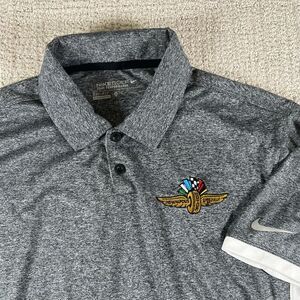 Nike Dri-Fit Men's Medium Indianapolis Motor Speedway Gray Tour Performance Polo